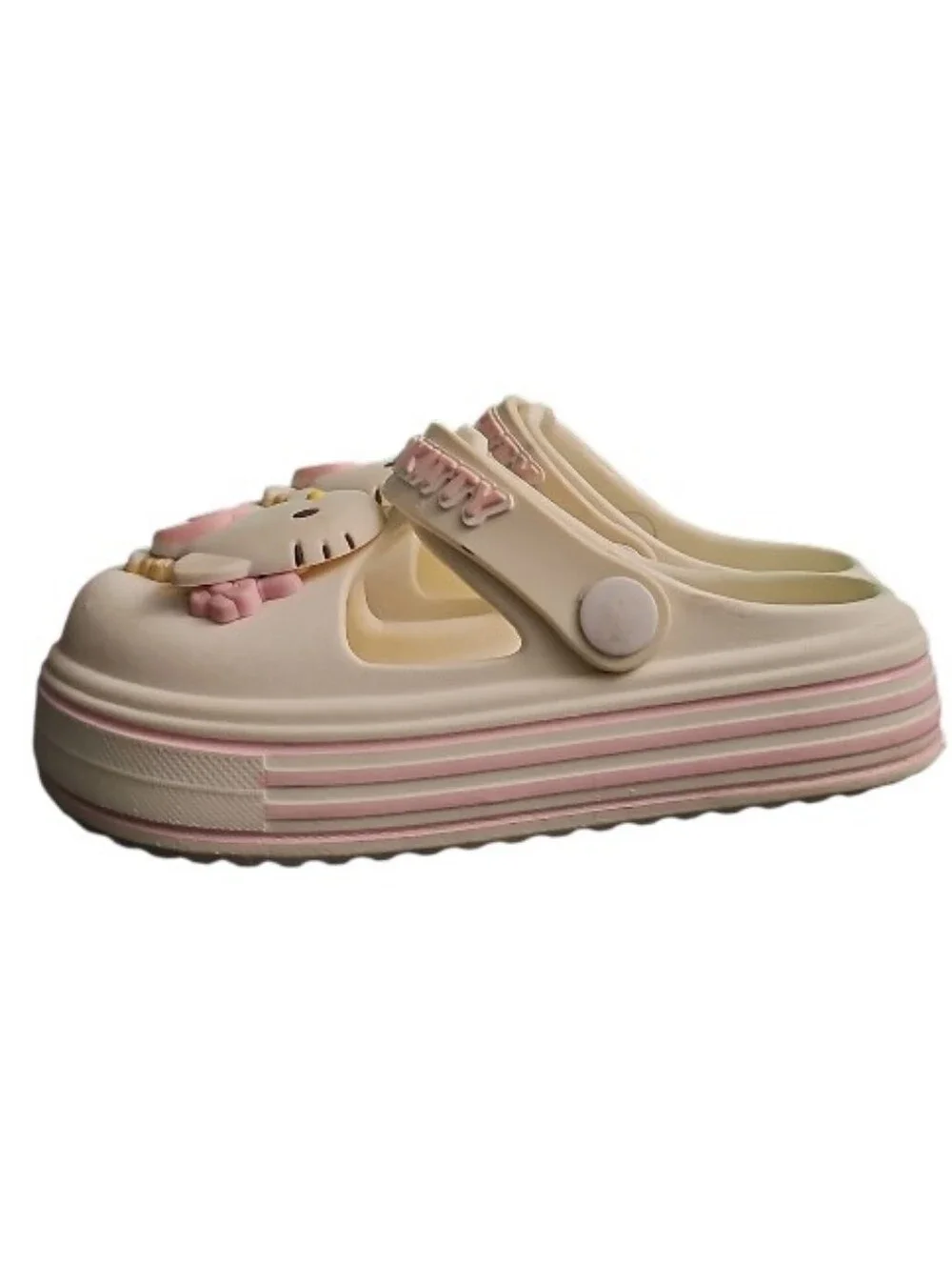 Hello Kitty Platform Clogs Kids Size 11 Pink White Kawaii Sandals Sanrio